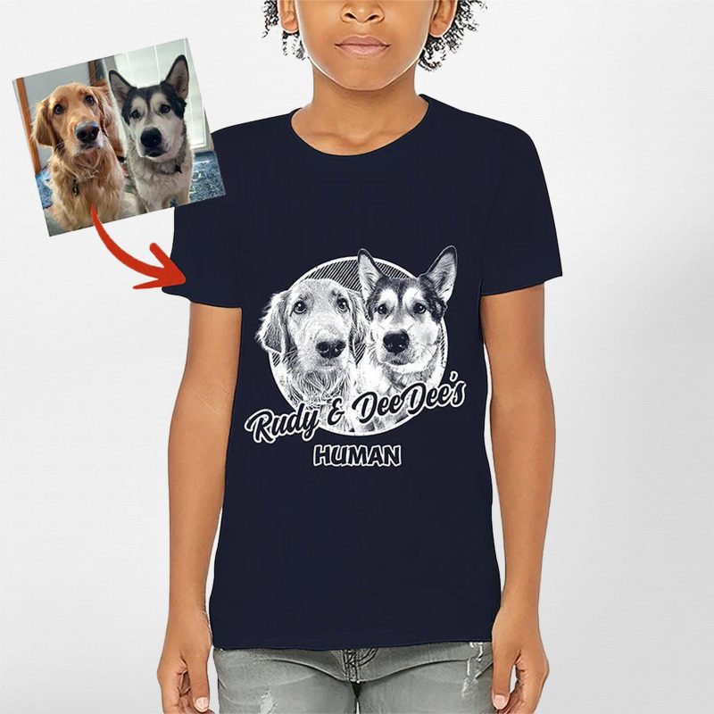 Custom Dog Sketch Youth T-Shirt - Adorable Gift for Kids - Pawarts