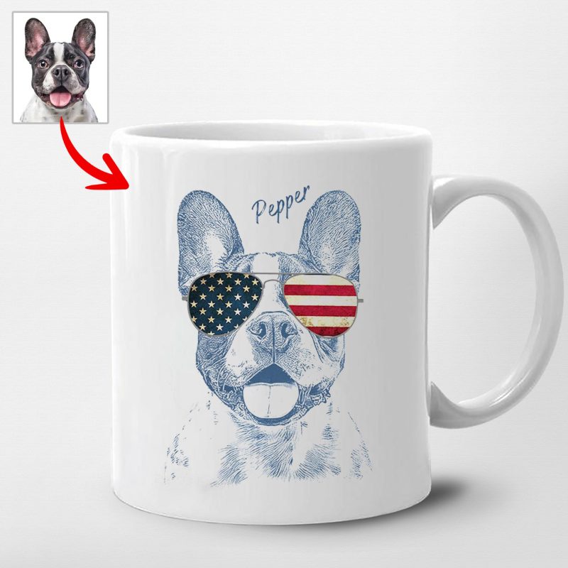 Pawarts | Customized Dog Portrait Mug For Patriotic Human - Pawarts