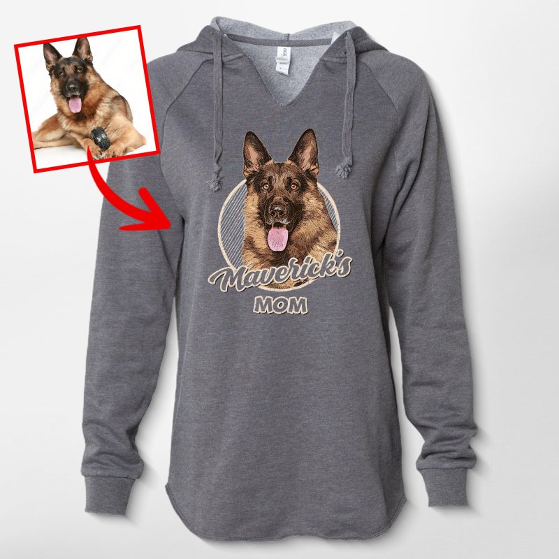 Vintage Custom Dog Portrait Women's Hoodie, Perfect Mother’s Day Gift for Dog Mom - Pawarts