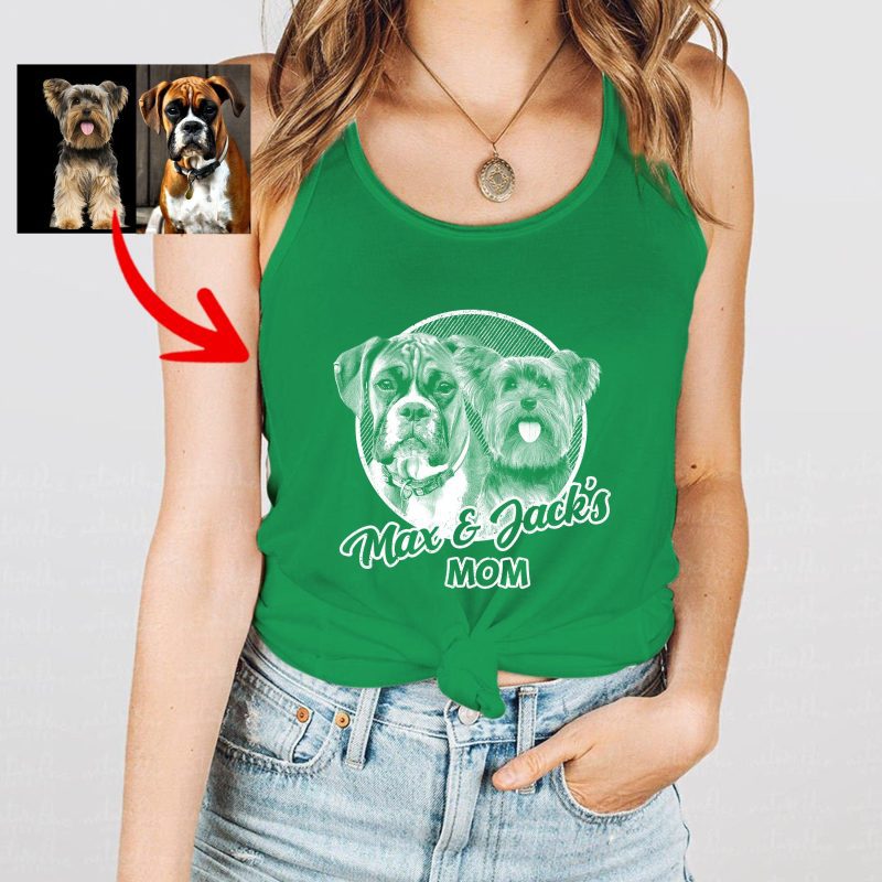 Sketch Custom Dog Photo Tank Top for Dog Moms - Pawarts