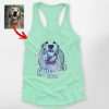 Custom Dog Sketch Racerback Tank, Galaxy or Watercolor Effects, For Fur Moms - Pawarts