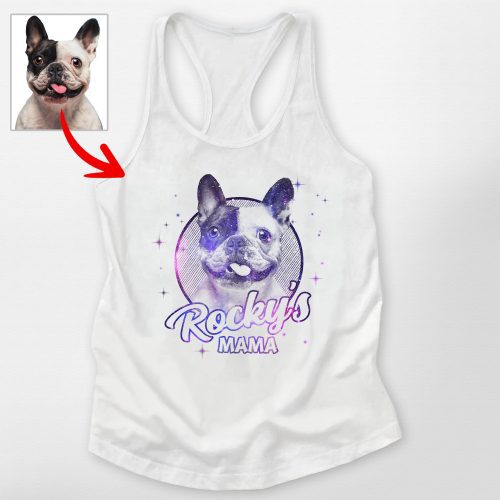 Custom Dog Sketch Racerback Tank, Galaxy or Watercolor Effects, For Fur Moms - Pawarts