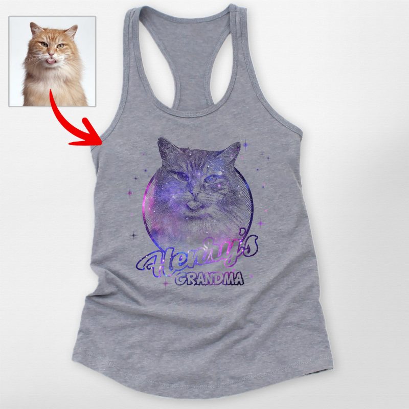 Custom Dog Sketch Racerback Tank, Galaxy or Watercolor Effects, For Fur Moms - Pawarts