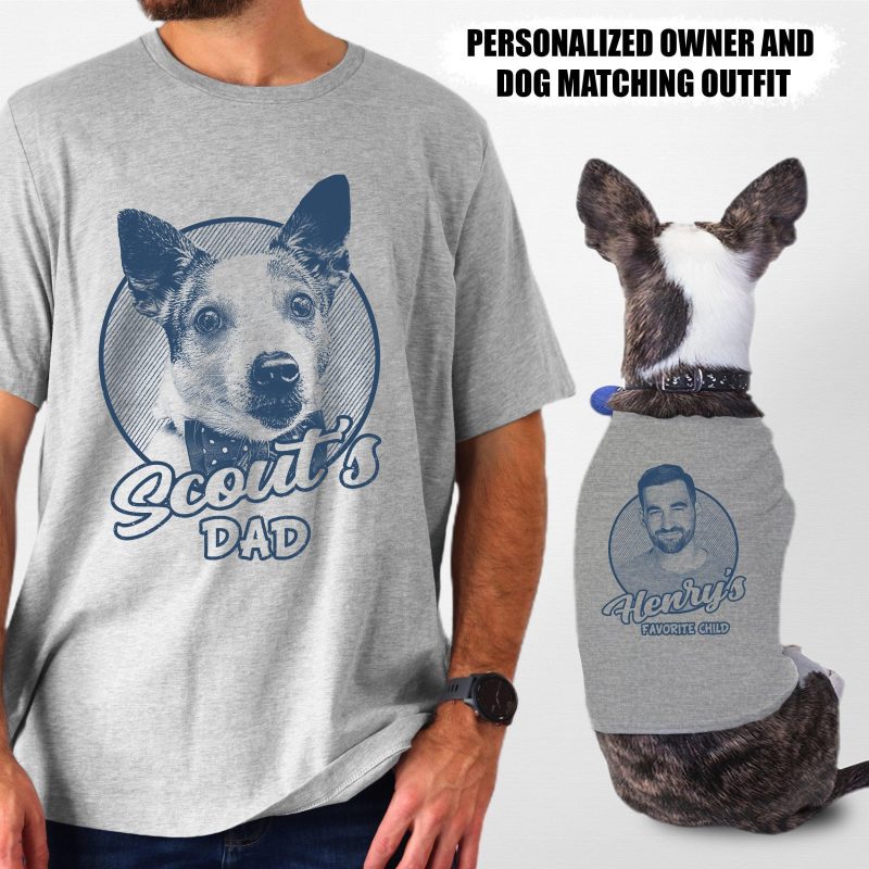 Pawarts | Personalized Matching Outfit [Dog Dad T-shirt & Dog Tank Top] - Pawarts