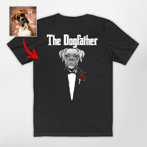 The Dog Father - Personalized Dog Portrait Backside T-shirt For Dog Dad - Pawarts