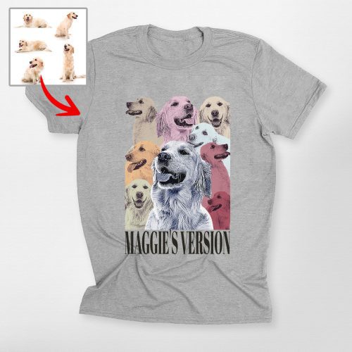 Custom Dog Era Portrait Shirt - Multiple Dog Photos, Bella Canvas - Pawarts