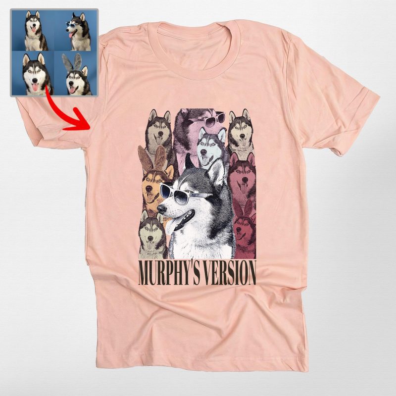 Custom Dog Era Portrait Shirt - Multiple Dog Photos, Bella Canvas - Pawarts