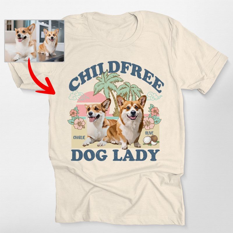 Pawarts | (Childfree Dog Lady) Summer Vibes Custom Dog T-Shirt For Dog Mom - Pawarts