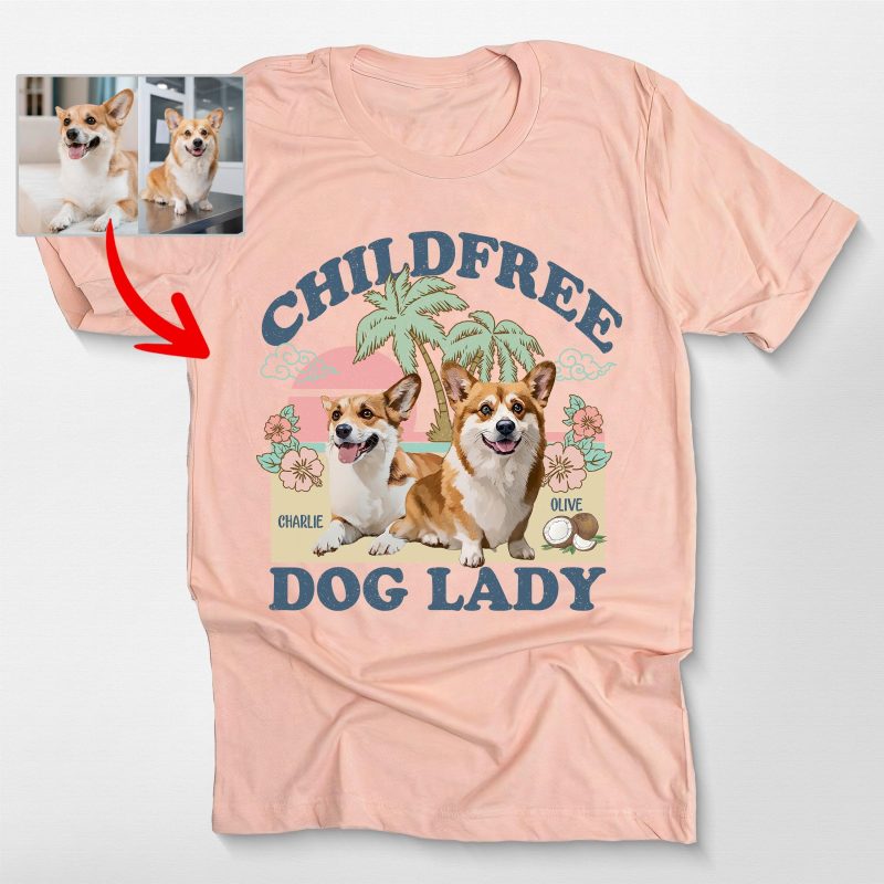 Pawarts | (Childfree Dog Lady) Summer Vibes Custom Dog T-Shirt For Dog Mom - Pawarts