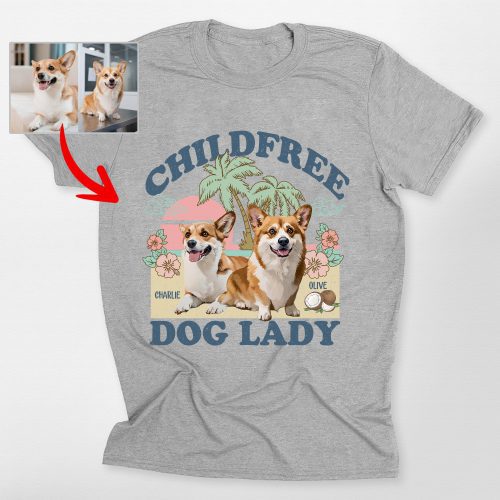 Pawarts | (Childfree Dog Lady) Summer Vibes Custom Dog T-Shirt For Dog Mom - Pawarts