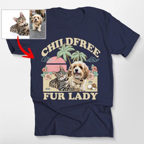 Pawarts | (Childfree Dog Lady) Summer Vibes Custom Dog T-Shirt For Dog Mom - Pawarts