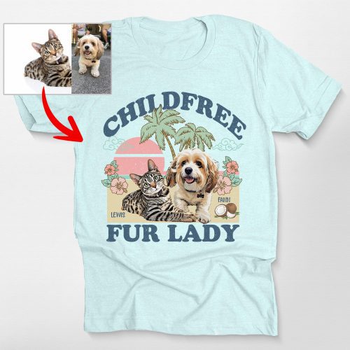 Pawarts | (Childfree Dog Lady) Summer Vibes Custom Dog T-Shirt For Dog Mom - Pawarts