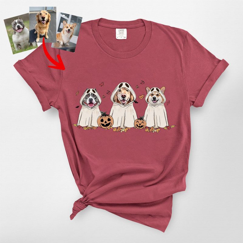 Halloween Ghost T-Shirt for Dog Lovers, Funny Fall Pumpkin Comfort Color Tee - Pawarts