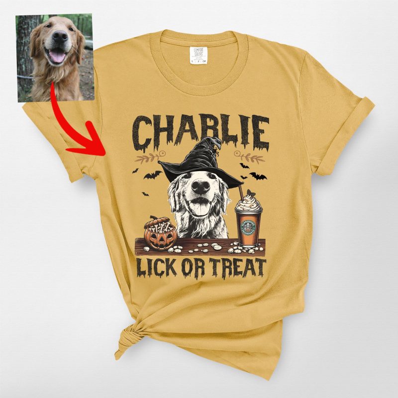 Custom Coffee-Sipping Dog Witch Halloween Comfort Colors T-shirt For Dog Lovers - Pawarts