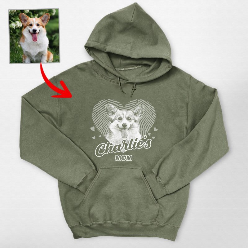 Heart-Shaped Custom Dog Sketch Gildan Hoodie, Gifts For Dog Lovers - Pawarts