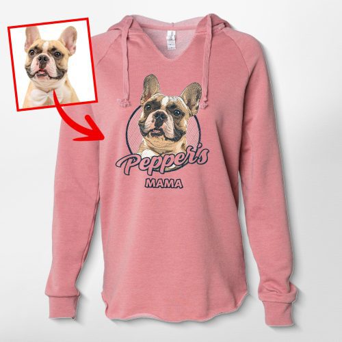 Vintage Custom Dog Portrait Women's Hoodie, Perfect Mother’s Day Gift for Dog Mom - Pawarts