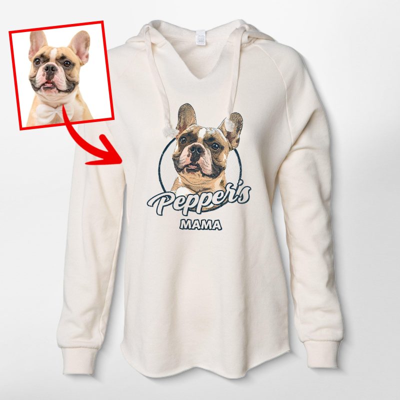 Vintage Custom Dog Portrait Women's Hoodie, Perfect Mother’s Day Gift for Dog Mom - Pawarts