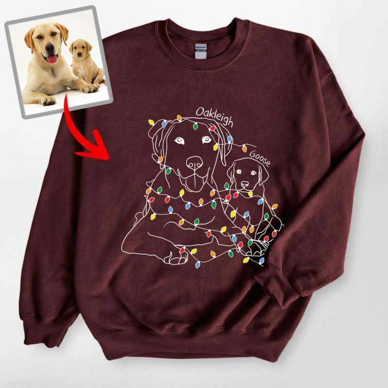 Pawarts | Christmas Light Personalized Dog Portrait Sweatshirt - Pawarts