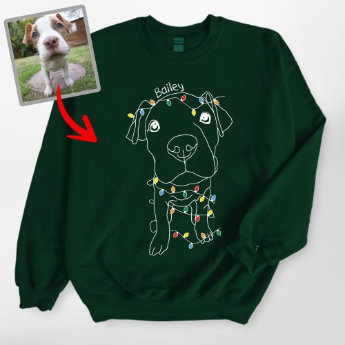 Pawarts | Christmas Light Personalized Dog Portrait Sweatshirt - Pawarts