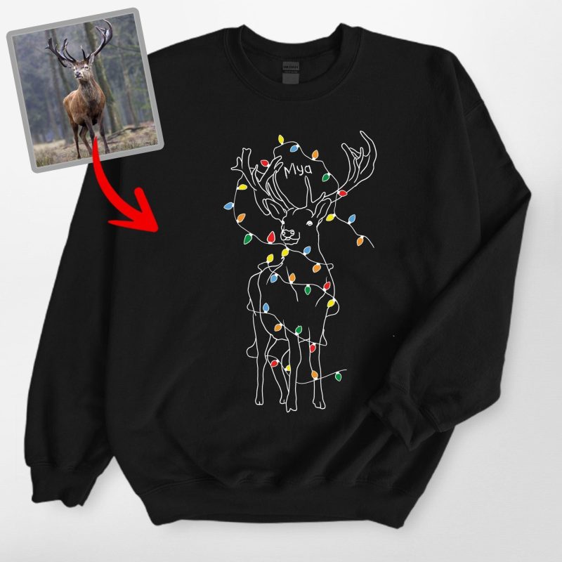 Pawarts | Christmas Light Personalized Dog Portrait Sweatshirt - Pawarts