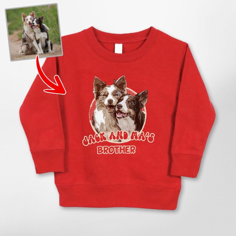 Colorful Personalized Sketch Dog Portrait Sweatshirt For Kids - Pawarts