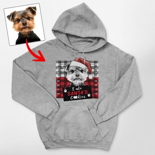 Funny Dog Mugshot Hoodie - Custom Dog Photo, Christmas Party Vibe - Pawarts