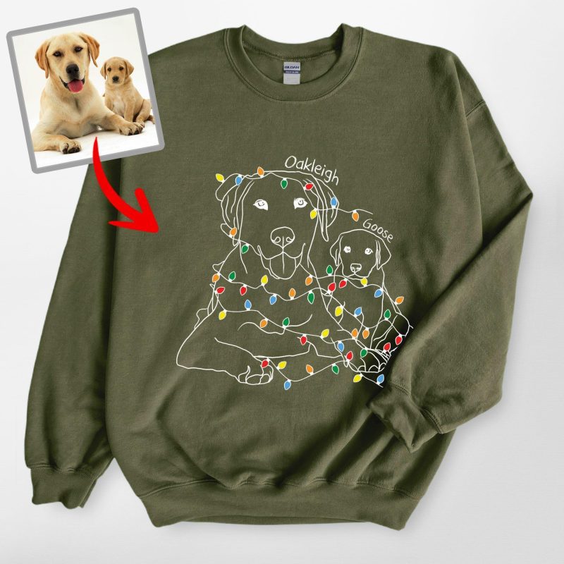 Pawarts | Christmas Light Personalized Dog Portrait Sweatshirt - Pawarts