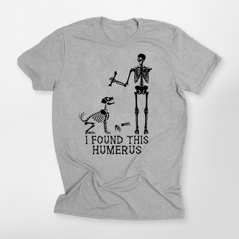 Funny Humerus Bella Canvas T-shirt for Dog Lovers – Skeleton Halloween Vibes - Pawarts