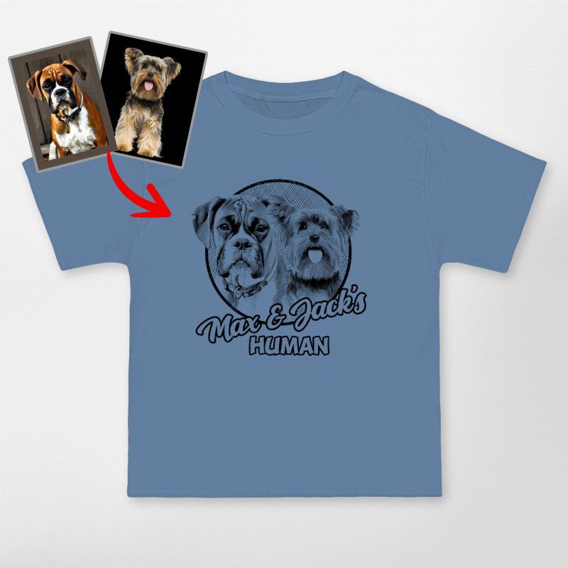 Custom Dog Sketch Portrait Hanes Beefy-T Unisex T-Shirt for Pet Lovers - Pawarts