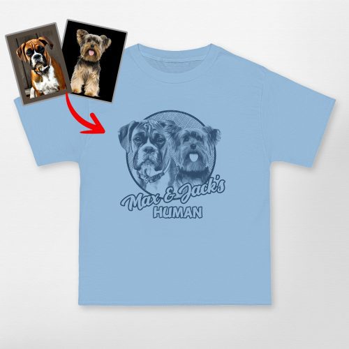 Custom Dog Sketch Portrait Hanes Beefy-T Unisex T-Shirt for Pet Lovers - Pawarts