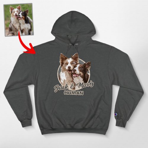 Custom Dog Portrait Champion Hoodie for Dog Moms, Dads, and Lovers - Pawarts