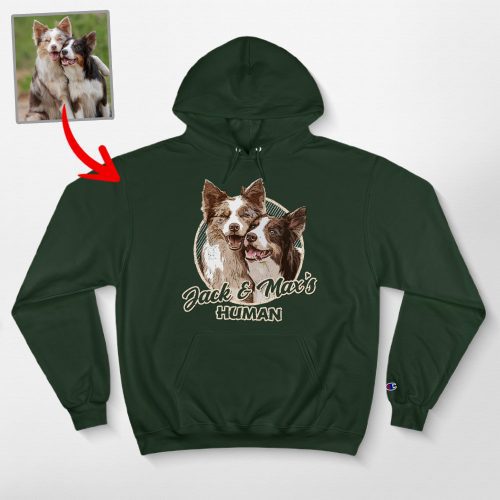 Custom Dog Portrait Champion Hoodie for Dog Moms, Dads, and Lovers - Pawarts