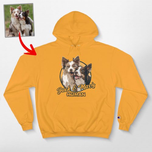 Custom Dog Portrait Champion Hoodie for Dog Moms, Dads, and Lovers - Pawarts