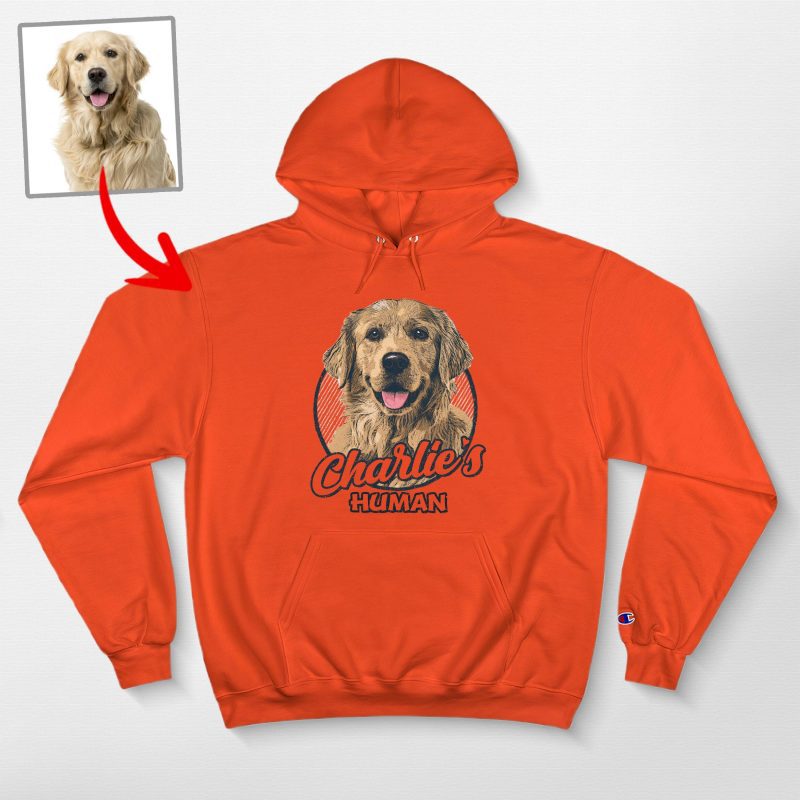 Custom Dog Portrait Champion Hoodie for Dog Moms, Dads, and Lovers - Pawarts