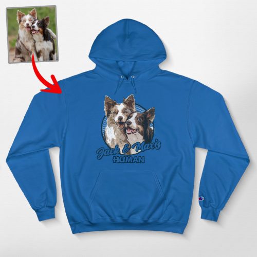 Custom Dog Portrait Champion Hoodie for Dog Moms, Dads, and Lovers - Pawarts