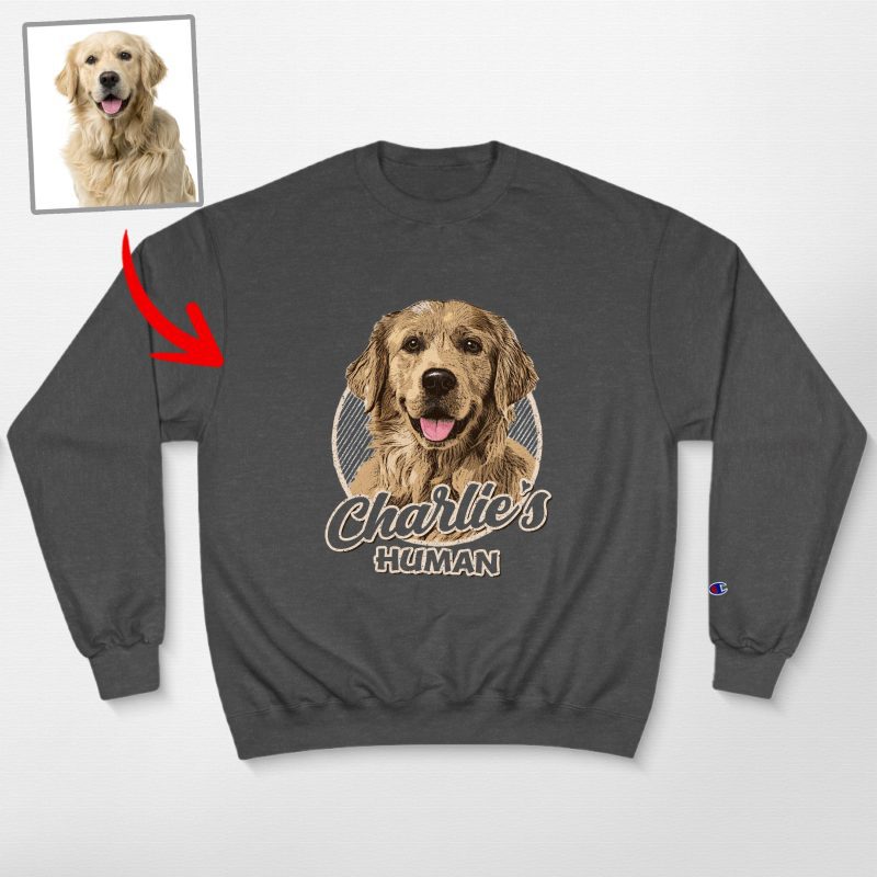 Vintage Custom Dog Portrait Champion Sweatshirt for Dog Lovers - Pawarts