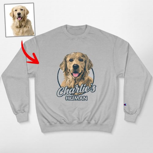 Vintage Custom Dog Portrait Champion Sweatshirt for Dog Lovers - Pawarts