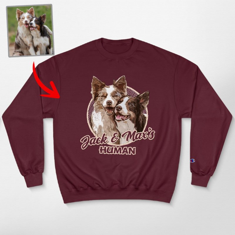 Vintage Custom Dog Portrait Champion Sweatshirt for Dog Lovers - Pawarts