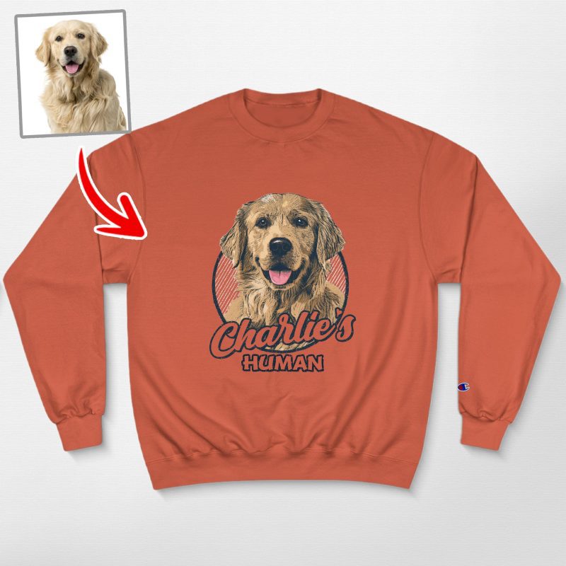 Vintage Custom Dog Portrait Champion Sweatshirt for Dog Lovers - Pawarts