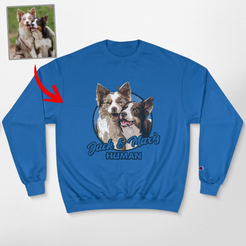 Vintage Custom Dog Portrait Champion Sweatshirt for Dog Lovers - Pawarts