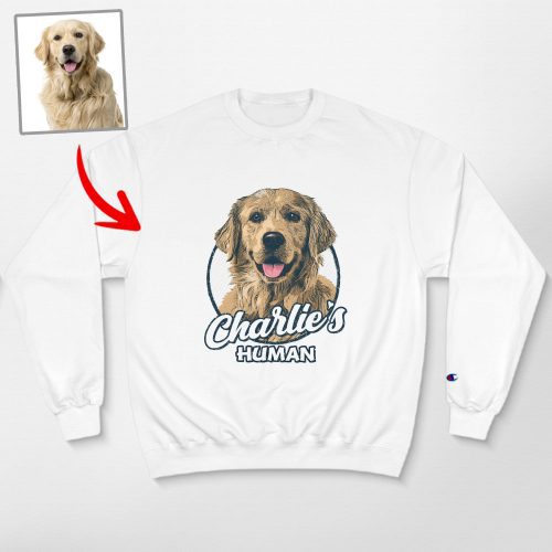 Vintage Custom Dog Portrait Champion Sweatshirt for Dog Lovers - Pawarts