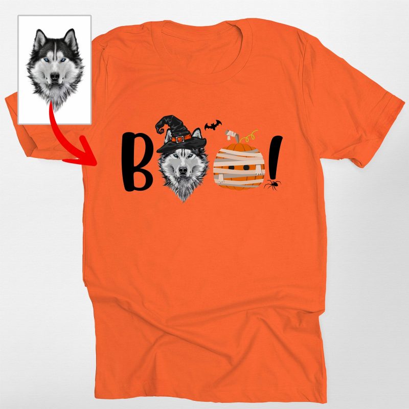 Pawarts | Boo! Customized Halloween Dog Portrait Unisex T-Shirt For Dog's Human - Pawarts