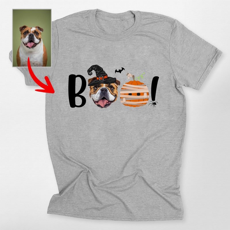 Pawarts | Boo! Customized Halloween Dog Portrait Unisex T-Shirt For Dog's Human - Pawarts