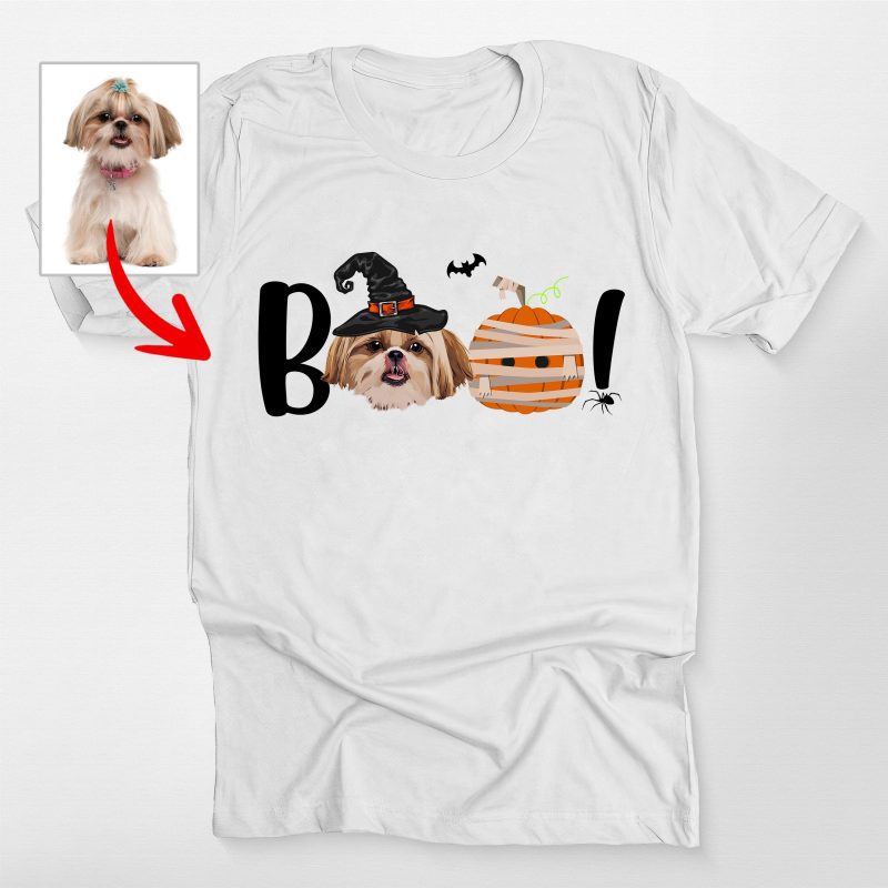 Pawarts | Boo! Customized Halloween Dog Portrait Unisex T-Shirt For Dog's Human - Pawarts