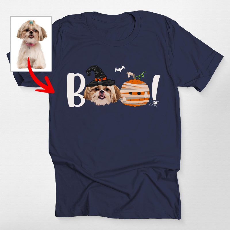 Pawarts | Boo! Customized Halloween Dog Portrait Unisex T-Shirt For Dog's Human - Pawarts