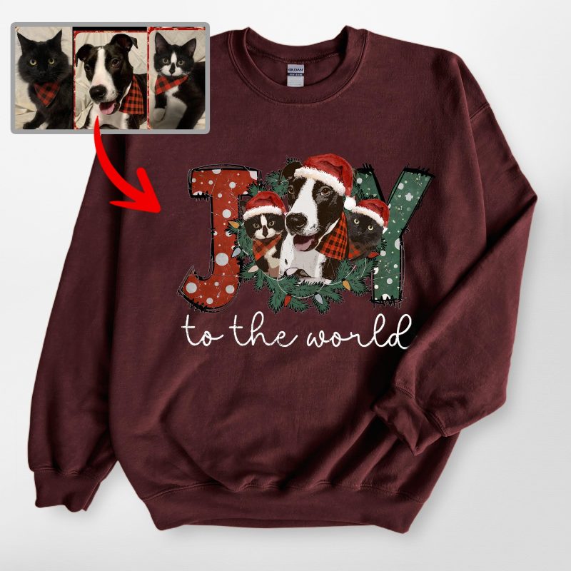 Joy To The World - Xmas Custom Dog Gildan Sweatshirt For Dog Lovers - Pawarts