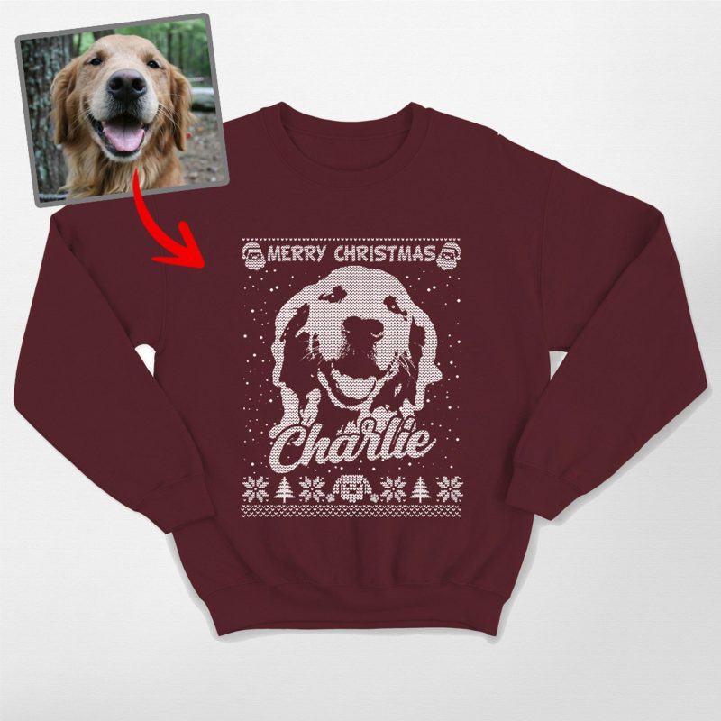 Pawarts | Xmas Vibe Custom Dog Knitted Patterns Sweatshirt [For Hooman] - Pawarts