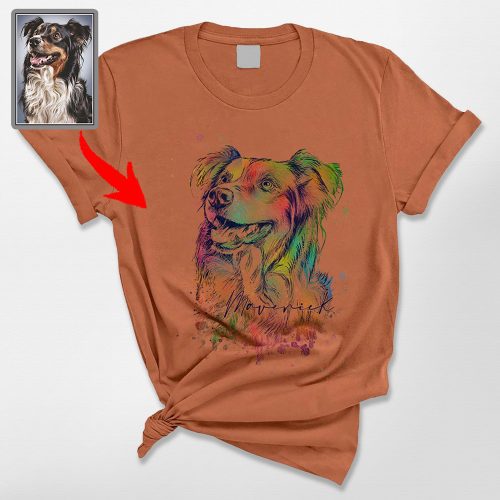 Artistic Custom Dog Portrait Comfort Colors Unisex Tee, Ideal Gift for Dog Moms and Dads - Pawarts