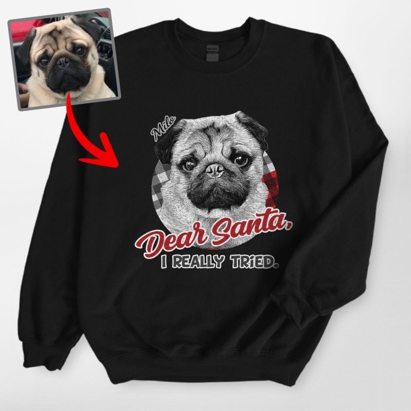 Pawarts | Christmas Spirit Customized Dog Portrait Sweatshirt For Human - Pawarts