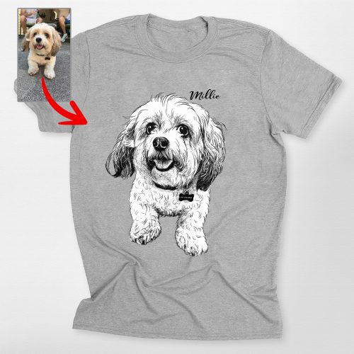 Custom Hand-Drawn Dog Sketch Bella Canvas Shirt for Dog Lovers - Pawarts